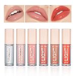 Light Lipgloss 6PCS Lip Gloss Set,Nude Pink Lip Gloss Kit Shine Glossy and Moisturizing,Lip Plumping Lip Gloss Pack Bulk Liquid Lipstick for Women Girls-Set A