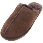 SNUGRUGS Mens Sheepskin Mules/Slippers with Man Made Sole - Brown - UK 6