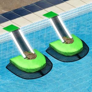 LCHUANG Pro Frog Animal Life Saver Saving Escape Ramp Bridge Ladder for Swimming Pool Floating Small Wildlife Critter Duck Duckling Lily Pads Rescue Float Log Creature Pool Maintenance (Green-2Pack)