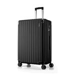 FLIEE Large Suitcase Hard Shell | Aluminum Telescopic Handle | TSA 3 Digit Combination Lock | 4 Dual Spinner Wheels | Lightweight Suitcase Large | Hold Check in Luggage (Black, Large 28'')