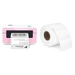 POLONO Shipping Label Printer Pink, 4x6 Label Printer for Shipping Packages, with 3”x2” Direct Thermal Labels, Perforated Sticker Labels for Address, UPC Barcodes, Adhesive Multipurpose Labels