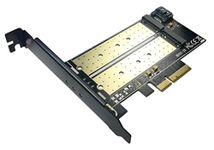 MICRO CONNECTORS M.2 NVMe + M.2 SATA 80mm SSD PCIe x4 Adapter with Heat Sink (PCIE-M20802HS)