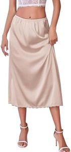 Avidlove Slip for Women Long Satin Half Slip Lace Long Underskirt Light Khaki