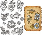 CRASPIRE Mechanical Gears Clear Rubber Stamp Steampunk Vintage Transparent Silicone Seals Stamp for Journaling Card Making DIY Scrapbooking Handmade Photo Album Notebook Decor 6.3 x 4.3inch