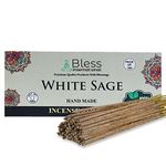 Bless-White-Sage-Incense-Sticks 100%-Natural-Handmade-Hand-Dipped-Incense-Sticks Organic-Chemicals-Free For-Purification-Relaxation-Positivity-Yoga-Meditation The-Best-Woods-Scent (100 Sticks (150GM))