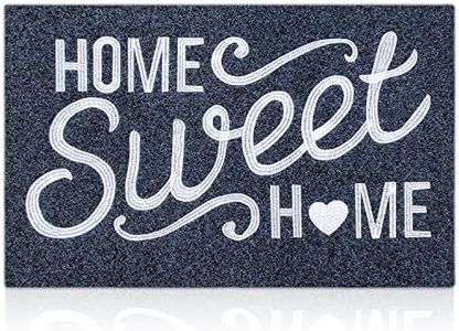 Front Door Mat Non Slip Welcome Mats Outdoor Home Sweet Home Doormat with Rubber Backing Easy to Clean Indoor Mats for Entrance High Traffic Areas Entry Grey