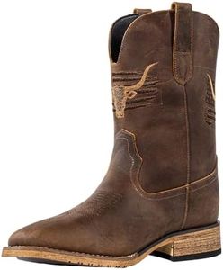 MacePhenoMelon Western Cowboy Square Toe Boots Men's Genuine Leather Patriot Country Boot with Classic Embroidered CF-9.5