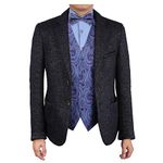 EGE1B01B-XL Blue Design Dress Waistcoats Vest s Paisley Microfiber Waistcoats Vest and Pre-tied Bow Tie Perfect For Boyfriend By Epoint