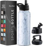 Triple-Insulated Stainless Steel Water Bottle with Straw Lid - Flip-Top Lid - Wide-Mouth Cap (40 oz) Insulated Water Bottles, Keeps Hot and Cold - Sports Canteen Water Bottle