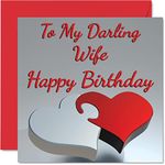 Cute Birthday Cards for Wife - My Darling Wife - Romantic Happy Birthday Card for Wife from Husband Partner, Special Wife Birthday Gifts, 145mm x 145mm Wifey Greeting Cards