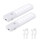 Motion Sensor Light, Wireless Night Light LED USB Rechargeable Indoor Automatic Light Super Long Battery Life for Closet, Cabinet, Stairs, Drawer, Pantry, Cupboard, Wardrobe (2 Pack)