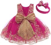 CMMCHAAH 0-6 Years Baby Girls Pageant Lace Embroidery Dresses Toddler Formal Dress with Headwear, Rose02, 5-6 Years