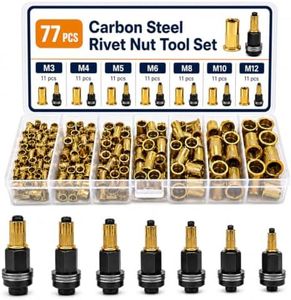 77PCS Carbon Steel Head Rivet Nut Tool Kit M3 M4 M5 M6 M8 M10 M12