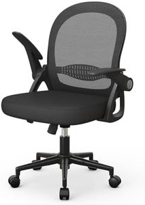 naspaluro Home Office Chair Ergonomic Desk Chair Swivel Computer Chair Mid-Back Mesh Chair with Flip-up Armrests and Lumbar Support for Home/Office - Black