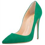 Lutalica Women's Classic Suede Pointed Toe Sexy Stiletto High Heels Pumps Shoes for Party Evening Wedding Green Size 36