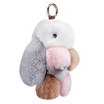 FakeFace Easter Rabbit Bunny Fur Doll Key Chain for Women Bag Charms Plush Pom Pom Key Ring Cellphone Car Pendant, Multi-color, One Size