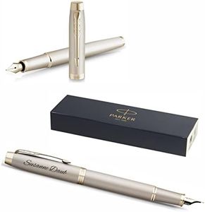 PARKER IM - Penna stilografica monocromatica con incisione | penna premium | confezione regalo | pantrone blu | elegante | regalo personalizzato | nome | inciso | anniversario (champagne)