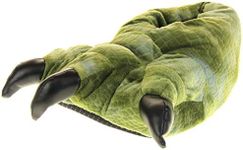 Dunlop Mens Faux Fur Monster Claws Bulldog Dog Novelty Slippers, Green Dinosaur Claw, 7/8 US