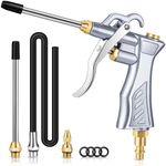 JASTIND Air Blow Gun with Adjustable Brass Air Nozzle, 2 Pcs Steel Extensions and 13.7 Inch Flexible Flow Hose, High Volume Air Gun Blower for Air Compressor Accessories Pneumatic Tool Dust Clean