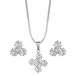 XPNSV Luxury American Diamond Pendant Giftset | Anti Tarnish, Light Weight, Handmade | Daily/Party/Office Wear Stylish Trendy Jewellery | Latest Fashion for Women, Girls and Her (Silver, Shimmer)