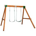 Backyard Discovery Durango All Cedar Classic Swing Set, 2 Pinch Free Belt Swings, Easy Assembly, Durable, Water Resistant, Steel Corner Supports, 2 Belt Swings, Ages 3-10, Lumber and Hardware Included