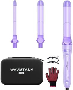 Wavytalk Pro Rotating Curling Iron Set, Automatic Curling Iron Set with 3 Interchangeable Barrel(0.5" 1" 1.25”), Adjustable Heat/Speed/Direction of Rotation, Salon-Quality Curls and Waves,Purple