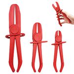 MMOBIEL 3 Pcs Hose Clamp Pliers Pinch Off Pliers for Fuel Hoses, Gas Lines, Radiator, Coolant Hoses, Brake Hoses in 3 Different Sizes - Red