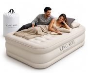 King Koil Luxury Twin Size Air Mattress with Built-in High Speed Pump for Camping, Home & Guests - Air Mattresses Twin Size Airbed Luxury Inflatable Blow Up Mattress Waterproof