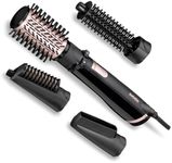 BaByliss AS200E Brush & Style Ionic rotating hot air brush set, 1000 watts, 4 attachments, black, 5-piece set