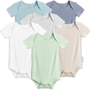 PurComfy Bamboo Rayon Short Sleeve Baby Bodysuits, Premium Soft Bodysuits Unisex Boy Girl White Bodysuit 0-3-6-9-18-24 months, 6-pack