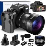 NBD 4K Digital Cameras for Photography - 48MP/60FPS Video Camera for Vlogging, WiFi & App Control, YouTube Vlogging Camera with 32GB TF Card. Wide-Angle & Macro Lens Included (Black) (Black)