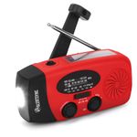 [Upgrade] Frostory Emergency Solar Hand Crank Dynamo NOAA WB AM/FM Radio Hurricane Camping Survive Kit with 3-LED Flashlight 1000mAh Power Bank 088FS (Red)