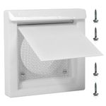 NOORNY 4" Dryer Vent Cover Outdoor Dryer Wall Vent for Outside Airflow Exterior Wall Vent Kit with Screen & 4 Screws - White