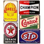Retro Tin Signs Gas Motor Oil Signs 5PCS Vintage Metal Signs Posters for Garage Man Cave Shop Bar Pub Decor 12x8 inch