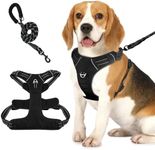 No Pull Dog Harness,Oxford Dog Vest Harness, Reflective No-Choke Pet Harness with Easy Control Soft Handle Walking Dog Harness,Double Padded, Adjustable Small to Large Dogs Incl Bonus Leash (Black, L)