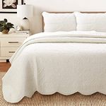 Cozy Line Home Fashions Victorian Medallion Solid Ivory Matelasse Embossed 100% Cotton Bedding Quilt Set,Coverlet,Bedspread Set,for Bedroom/Guest Room (Blantyre - Ivory, King - 3 Piece)