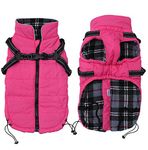 Warm Pet Dog Coats and Jackets for Dogs,Waterproof Reflective Pet Dog Harness Vest Winter Dog Clothes with Chest Strap, Outdoor Walking Adjustable Chest Strap-Pink-M