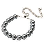 Taruna Biyani Multi Color 8MM Bead Imitation Simulated Pearl Adjustable Bracelet Women Girls (Silver Grey)