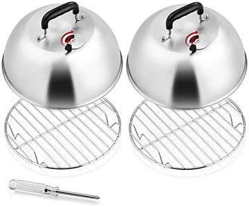 Leonyo 4 Pack Round Basting Cover with Wire Cooking Rack, 12” Melting Dome with Adjustable Vent & 10.6” Cooling Wire Rack, Griddle Accessories Tools Kit for Camp Chef Flat Top BBQ Kitchen Cooking