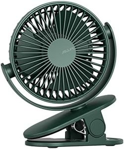 JISULIFE Clip on Desk Fan, Mini Stroller Fan, 4000mAh USB Rechargeable Small Fan with 16 hours, 4 Modes Quiet Battery Operated Fan for Outdoor Camping Golf Cart Indoor Treadmill Table - Green