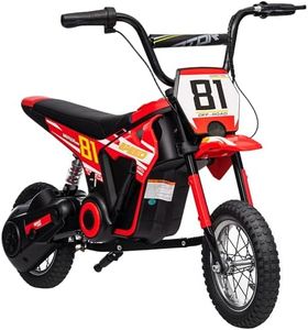 AIYAPLAY Kids Electric Motorbike, 24V Battery Powered Dirt Bike with 250W Motor, 6-16km/h, 7AH Batteries, 12" Inflatable Tires and Rear Suspension, Ride On Motorcycle for 8-12 Years Old, Red