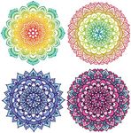 GORGECRAFT Pack of 4 6.3 Inch Flower of Life Window Stickers Static Window Stickers Colourful Mandala Non-Self-Adhesive Window Film Circle Glass Sliding Door Sticker for Bedroom Bathroom