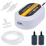 Uniclife Quiet 20 Aquarium Air Pump Dual outlet with Accessories for 40L Fish Tank, White