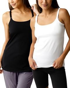 Kindred Bravely Maternity & Nursing Cami, Nursing Tank Tops for Breastfeeding with Adjustable Straps, Amazon Exclusive, 2pk (Black/White, X-Large)