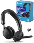 JLab Go Work 3 Office Wireless Headset with Microphone - 70+ H PC Bluetooth Headset or USB C Dongle, Noise Cancelling Mic, Multipoint, On Ear Wireless Office Computer Headsets with Microphone