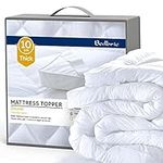 Bedbric Mattress Topper Double Bed 4 Inches Thick - Soft & Fluffy Quilted Double Mattress Topper - Hypoallergenic Mattress Toppers with Elastic Straps