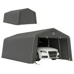 Outsunny 12 x 20 ft Heavy Duty Carport, Outdoor Portable Garage Canopy Tent with 2 Ventilation Windows, Large Door, Car Shed Shelter for Truck, Boat, Motorcycle, Bike, Dark Grey