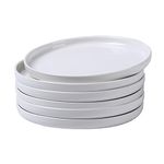 QFULL Ceramic White Dinner Plate Set of 6, 8 Inch Cutlery Set, Pizza Salad Pasta Steak Porcelain Plate Restaurant Dishes, Salad Plate, Anti-Scratch Round Plate