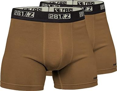 281Z Military Underwear Cotton Boxer Briefs - Tactical Hiking Outdoor - Punisher Combat Line Large, Coyote Brown (2 Pack)
