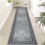 Homcomodar Runner Rug for Entryway 65x300cm Extra Long Hallway Rug Runner Non Slip Backing Area Rug Runner Washable Floor Carpet Runner for Living Room Bedroom Laundry Room Kitchen Room(Grey)